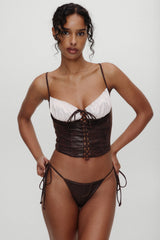 x BELLA HADID Ranch Corset Bikini Top - Cocoa Frankies Bikinis Sale