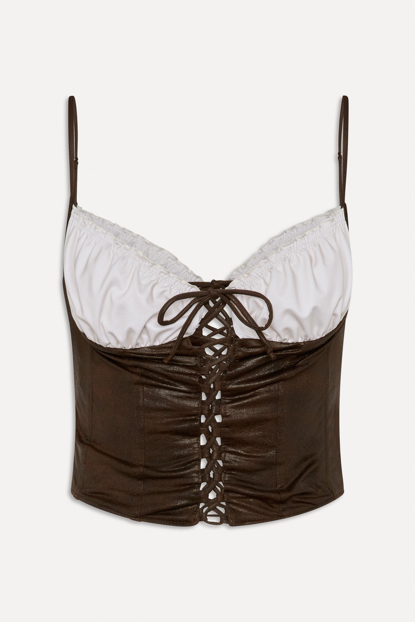 x BELLA HADID Ranch Corset Bikini Top - Cocoa Frankies Bikinis Sale