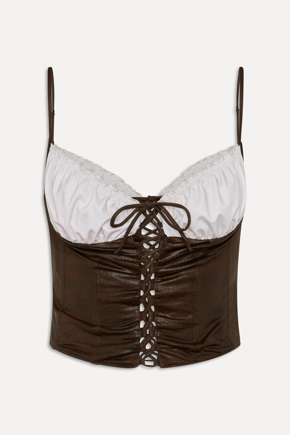 x BELLA HADID Ranch Corset Bikini Top - Cocoa Frankies Bikinis Sale