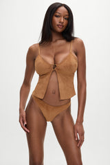 x BELLA HADID Dove Suede Bikini Bottom - Sunkissed Suede Frankies Bikinis Discount