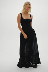 Christabelle Ruffle Maxi Dress - Black Frankies Bikinis Outlet