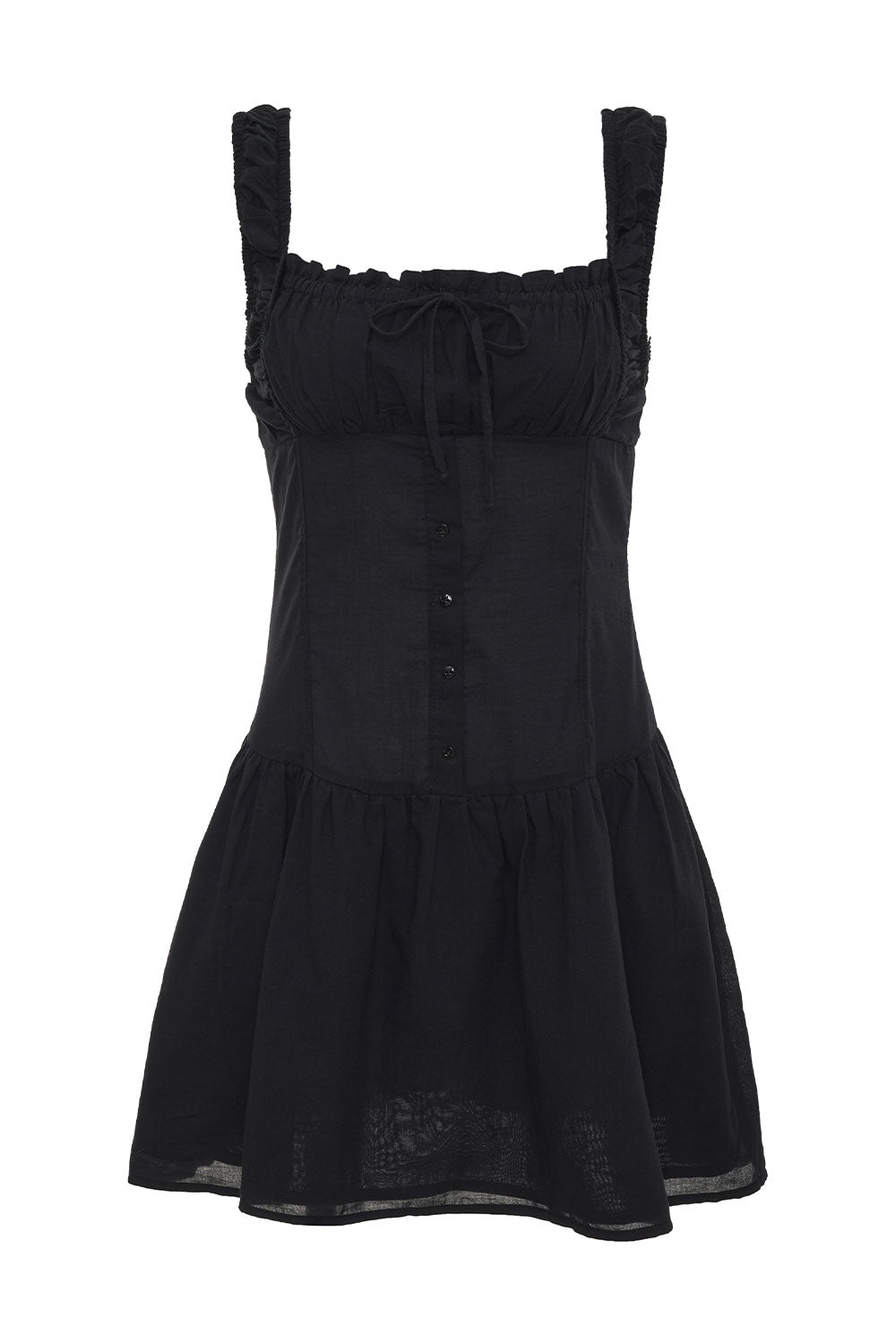 Christa Ruffle Mini Dress - Black Frankies Bikinis Discount