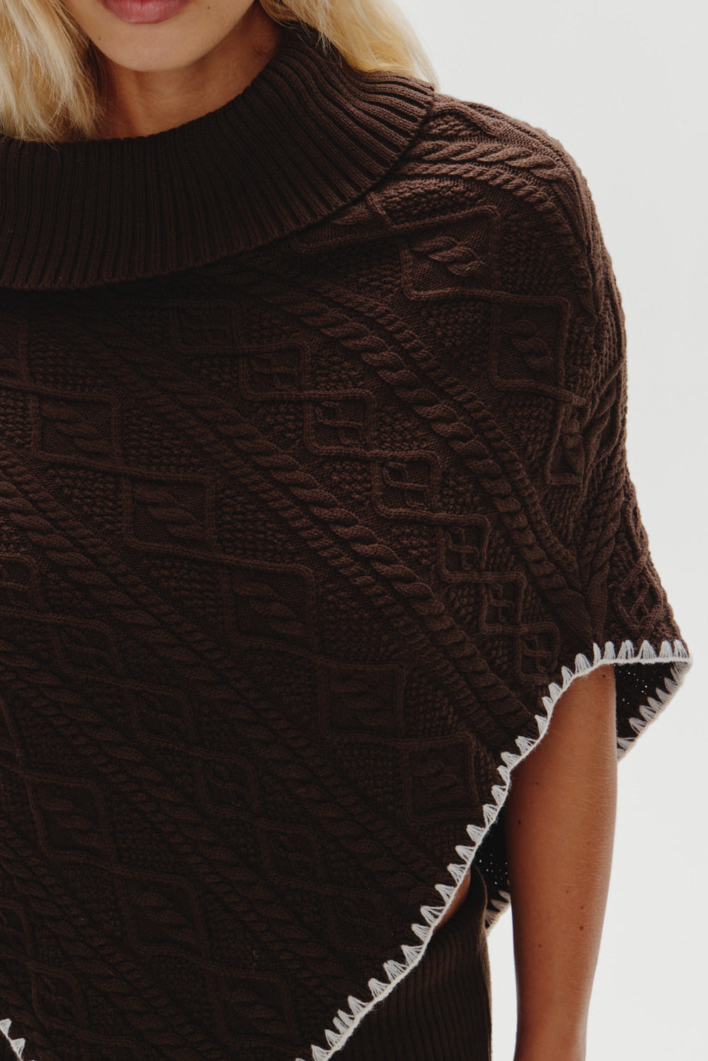Windswept Cotton Knit Poncho - Chocolate Brown Frankies Bikinis For Sale