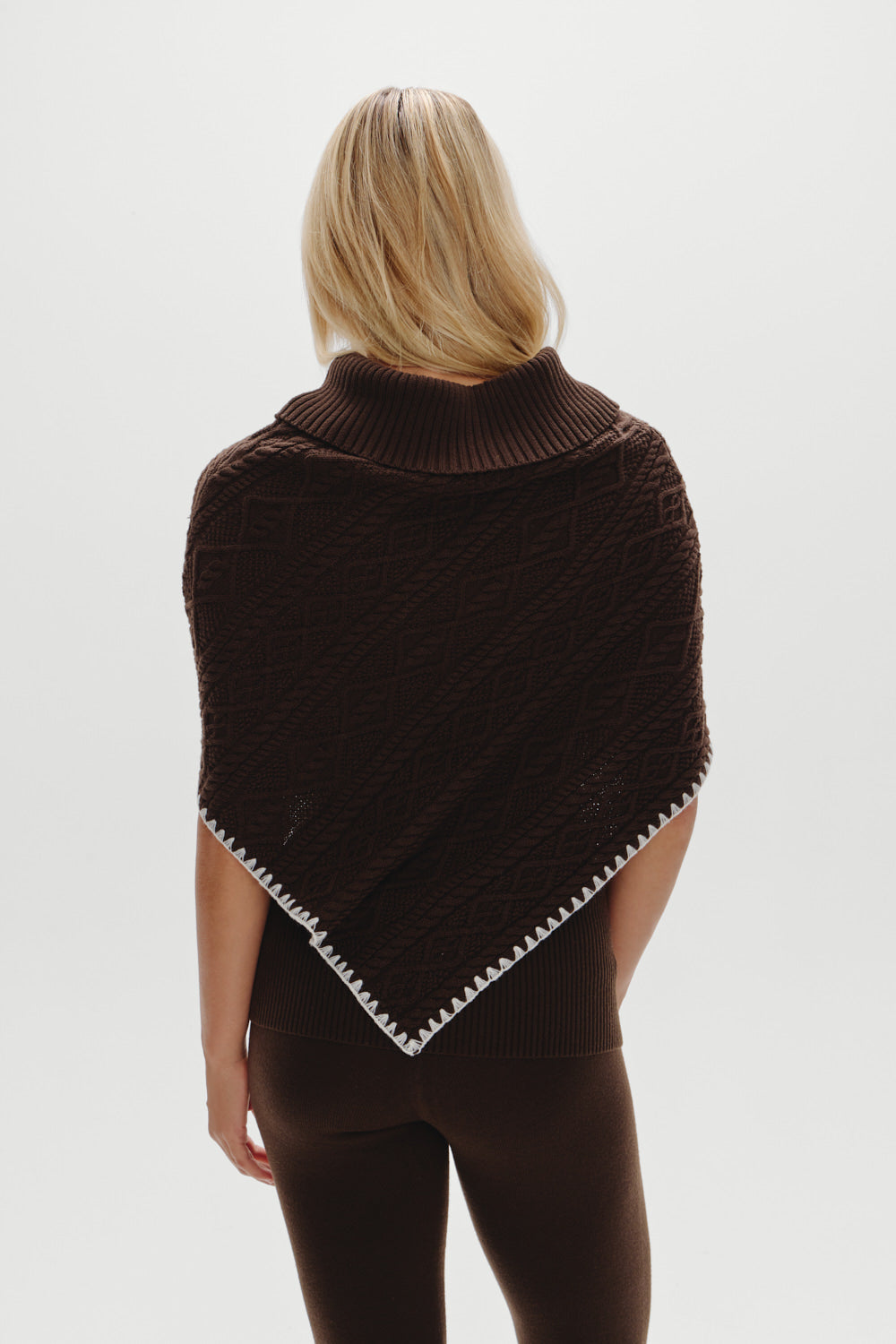 Windswept Cotton Knit Poncho - Chocolate Brown Frankies Bikinis For Sale