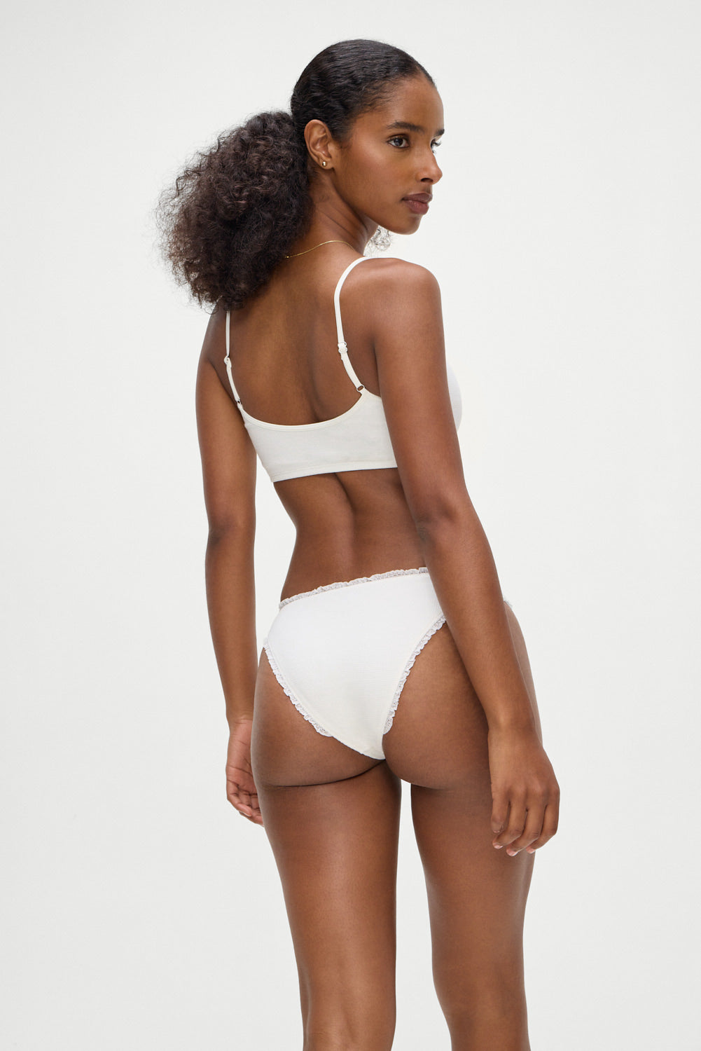 Beck High Waisted Bikini Bottom - White Frankies Bikinis For Sale