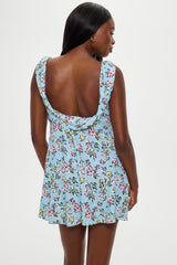 Emilia Satin Floral Mini Dress - Pastel Peony Frankies Bikinis Online Shop