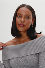Jazz Off The Shoulder Knit Sweater - Cloud Cover Frankies Bikinis For Sale