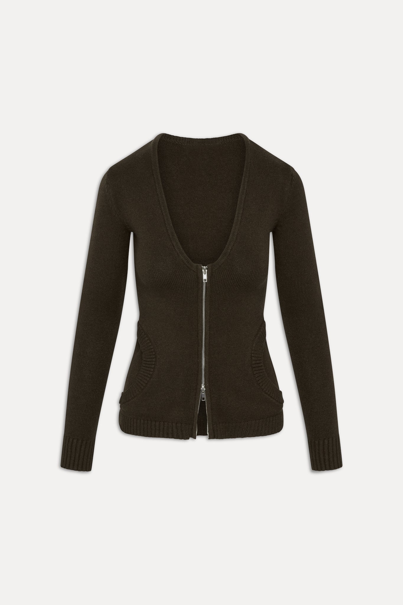 Sienna Zip Up Knit Sweater - Chocolate Brown Frankies Bikinis Outlet