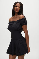 Sadie Embroidered Mini Dress - Black Frankies Bikinis Online