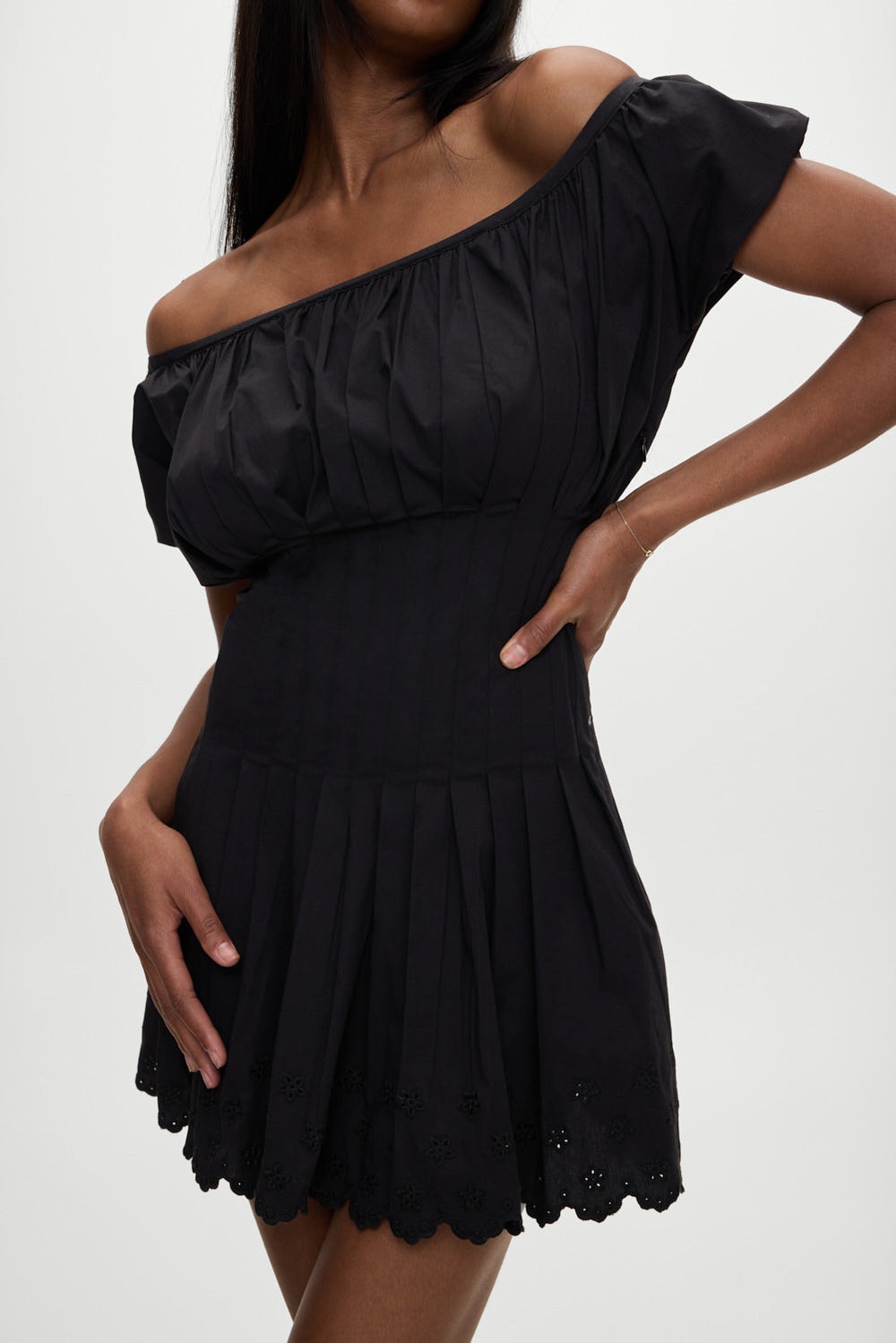 Sadie Embroidered Mini Dress - Black Frankies Bikinis Online