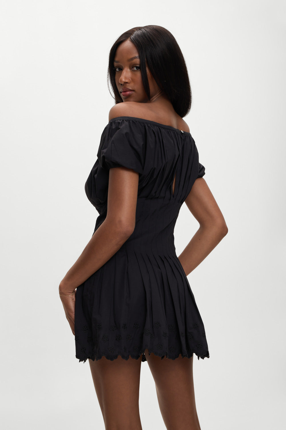 Sadie Embroidered Mini Dress - Black Frankies Bikinis Online