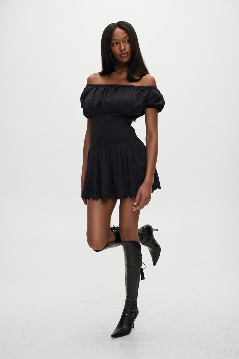 Sadie Embroidered Mini Dress - Black Frankies Bikinis Online