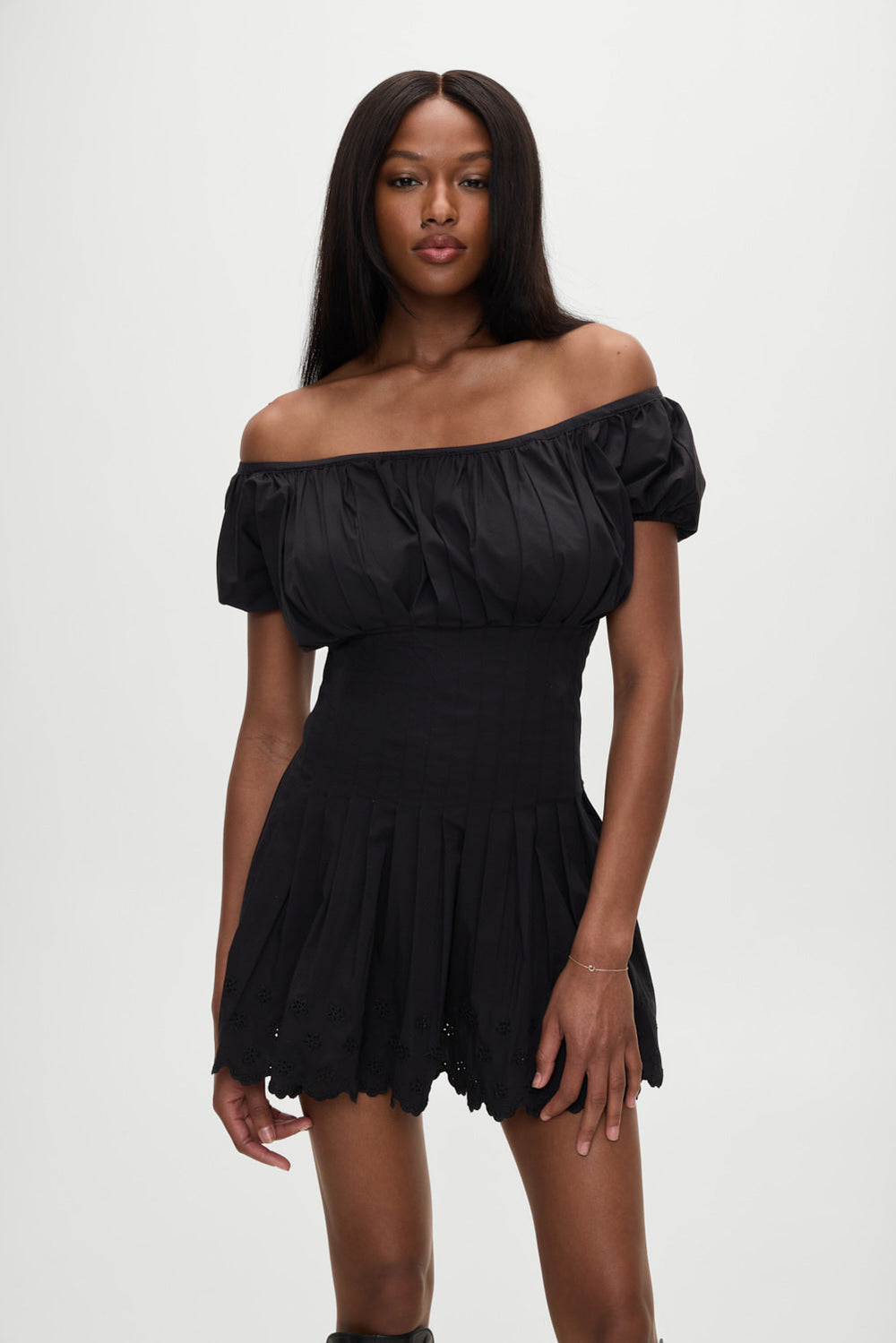 Sadie Embroidered Mini Dress - Black Frankies Bikinis Online