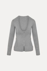 Sienna Zip Up Knit Sweater - Cloud Cover Frankies Bikinis For Sale