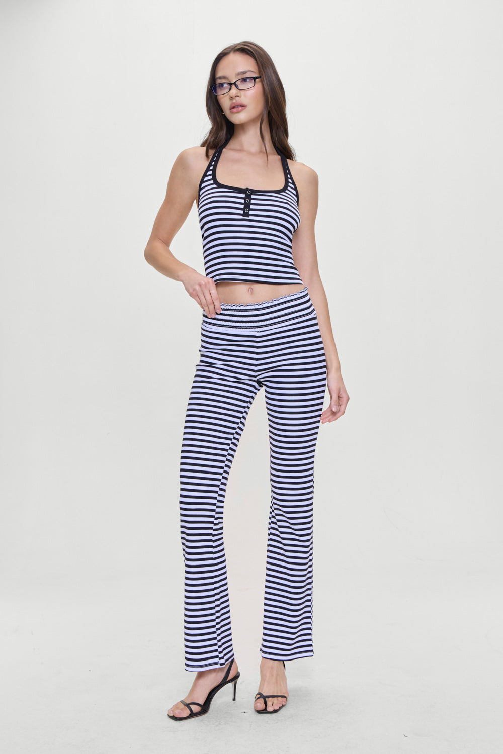 Bambi Striped Halter Top - Silhouette Stripe Frankies Bikinis Discount