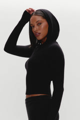 Hazel Knit Hoodie - Black Frankies Bikinis Sale