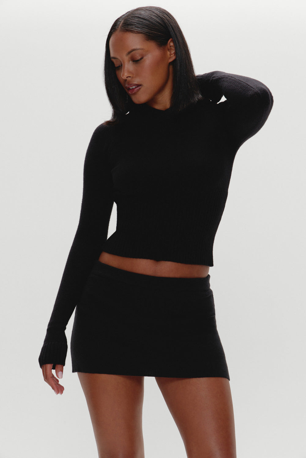 Hazel Knit Hoodie - Black Frankies Bikinis Sale