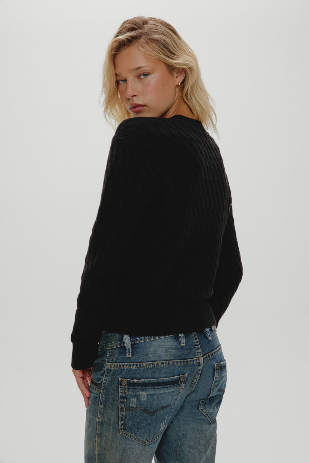 Prince Cable Knit Sweater - Black Frankies Bikinis Online
