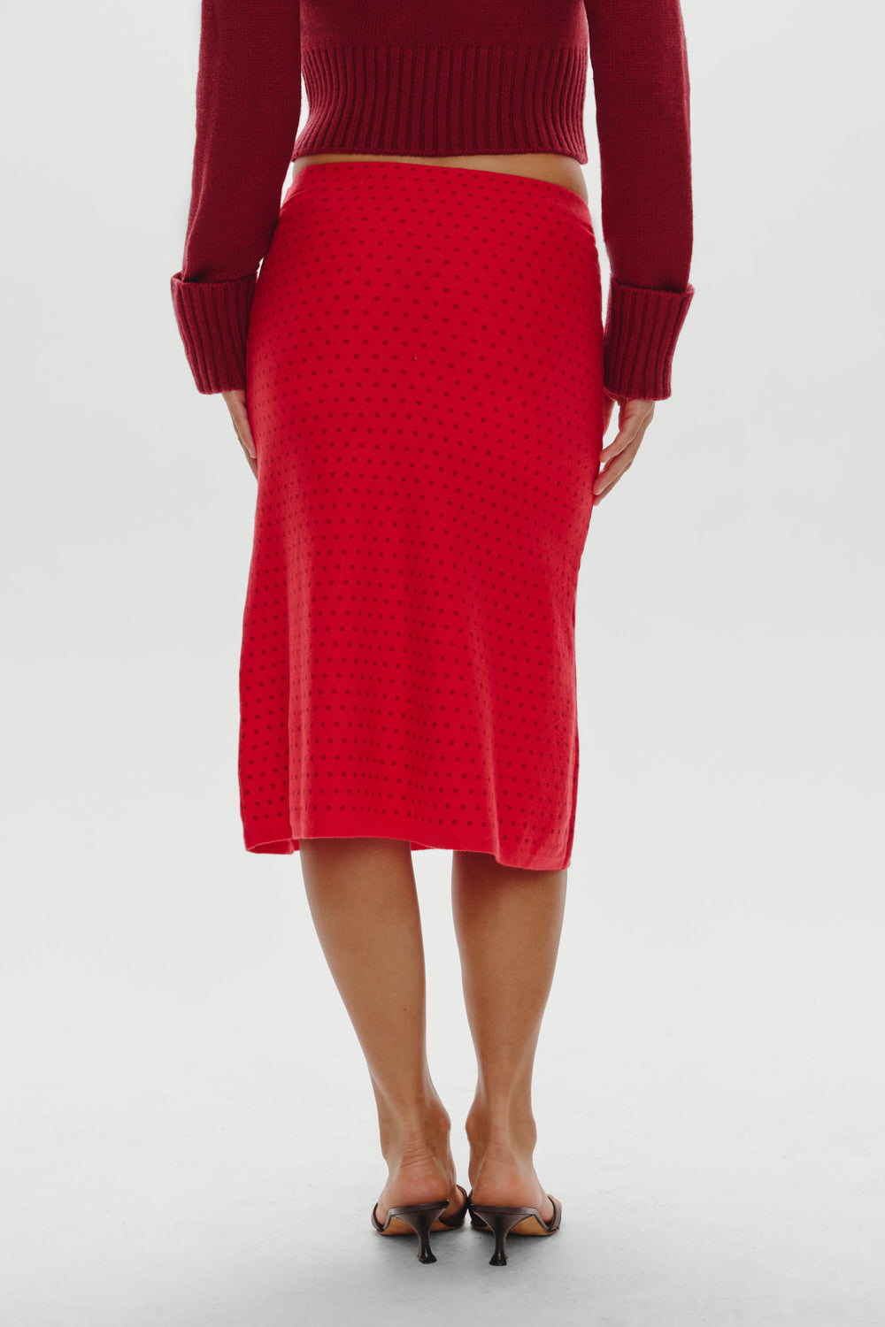 Magnolia Knit Midi Skirt - Cranberry Frankies Bikinis For Sale