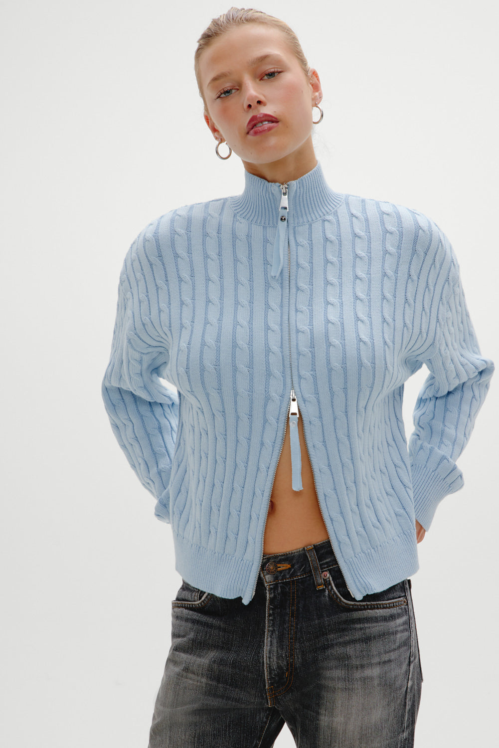 Bea Cable Knit Zip Up Sweater - Daydream Frankies Bikinis Outlet