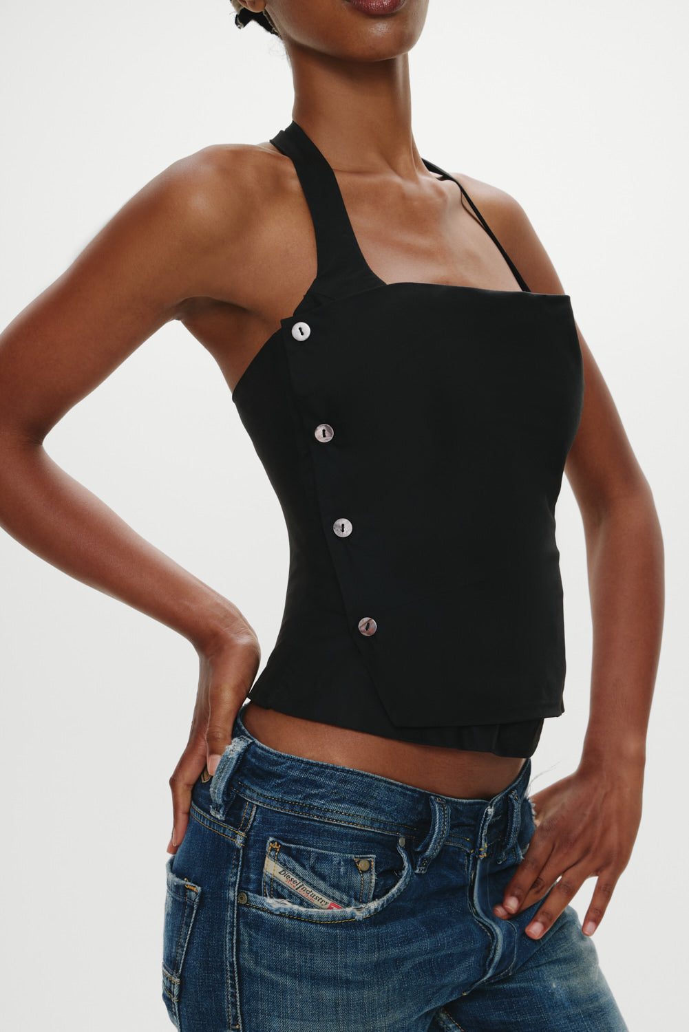 Sterling Cotton Wrap Halter Top - Midnight Serenade Frankies Bikinis Sale