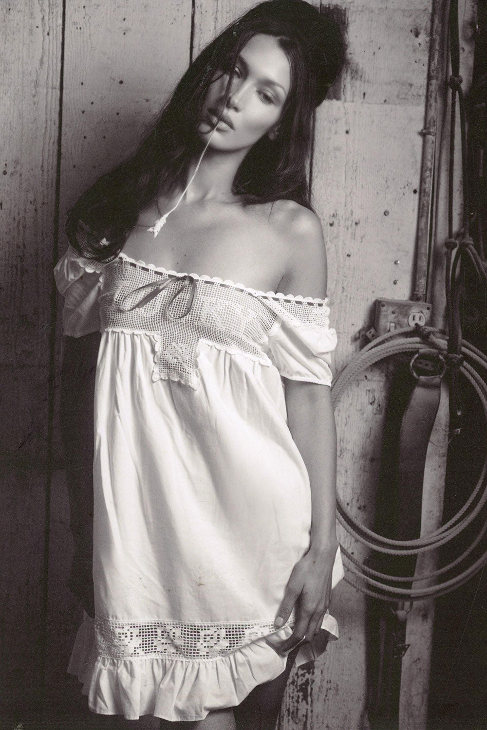 x BELLA HADID Western Poplin Mini Dress - White Frankies Bikinis Online