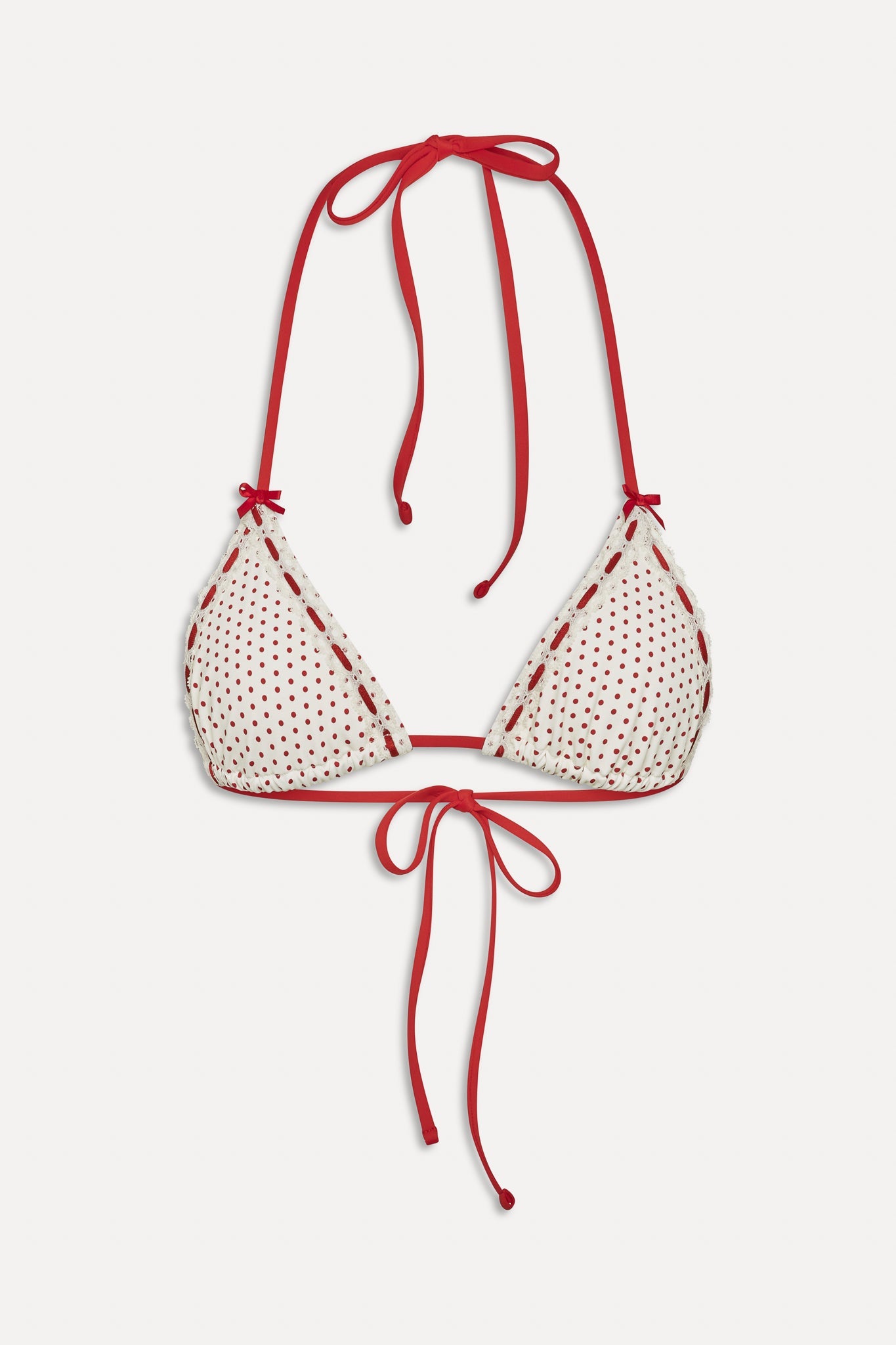 x BELLA HADID Nick Triangle Bikini Top - Strawberry Polka Dot Frankies Bikinis Outlet
