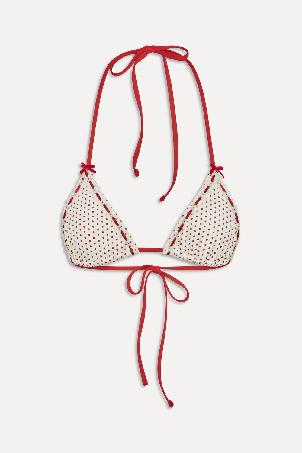 x BELLA HADID Nick Triangle Bikini Top - Strawberry Polka Dot Frankies Bikinis Outlet