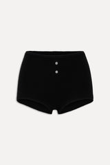 x BELLA HADID Bradley Knit Booty Shorts - Lone Star Black Frankies Bikinis Discount