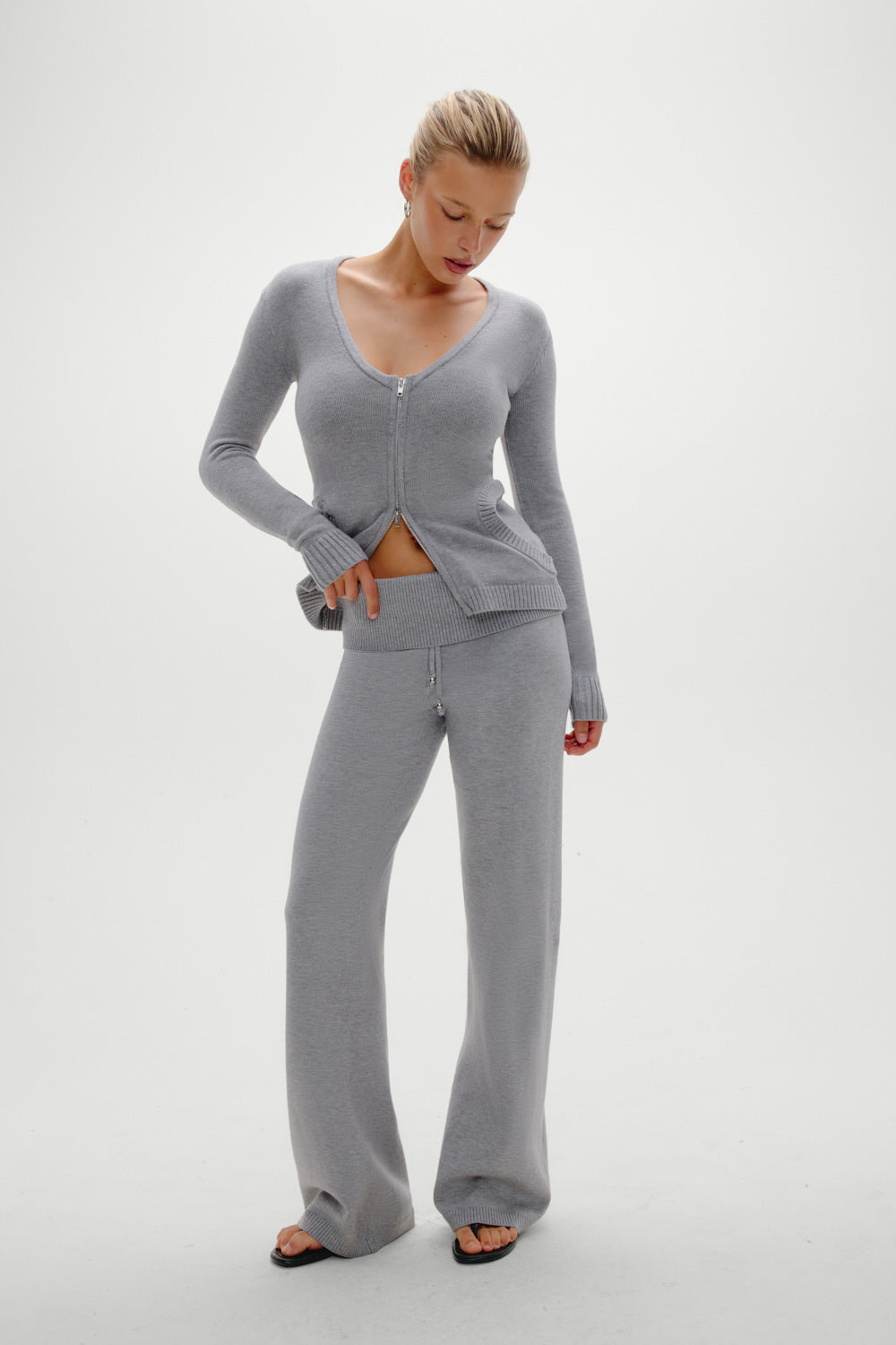 Dawson Knit Fold Over Pants - Cloud Cover Frankies Bikinis Outlet