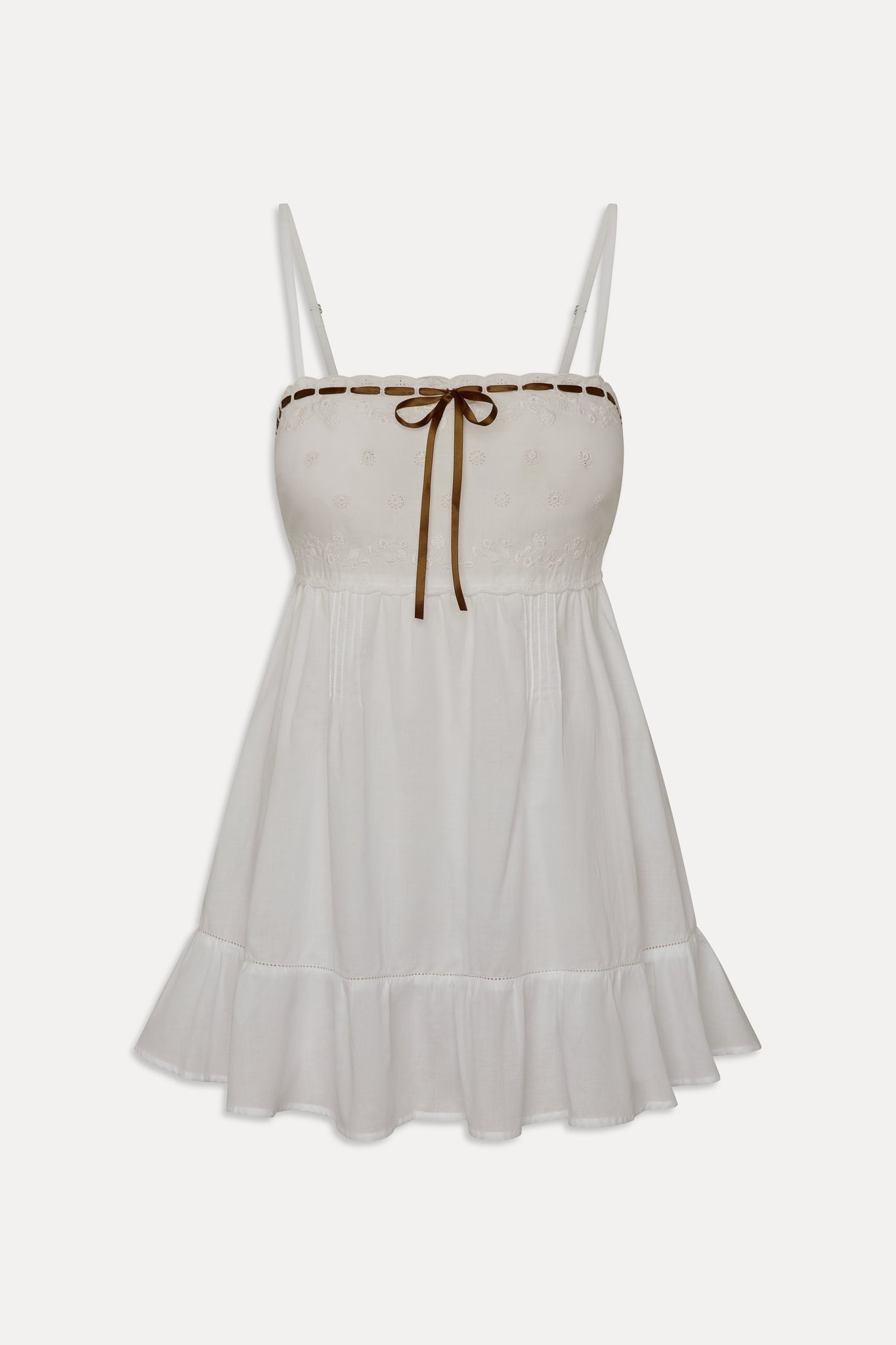 Paris Cotton Babydoll Dress - Daisy White Frankies Bikinis Discount