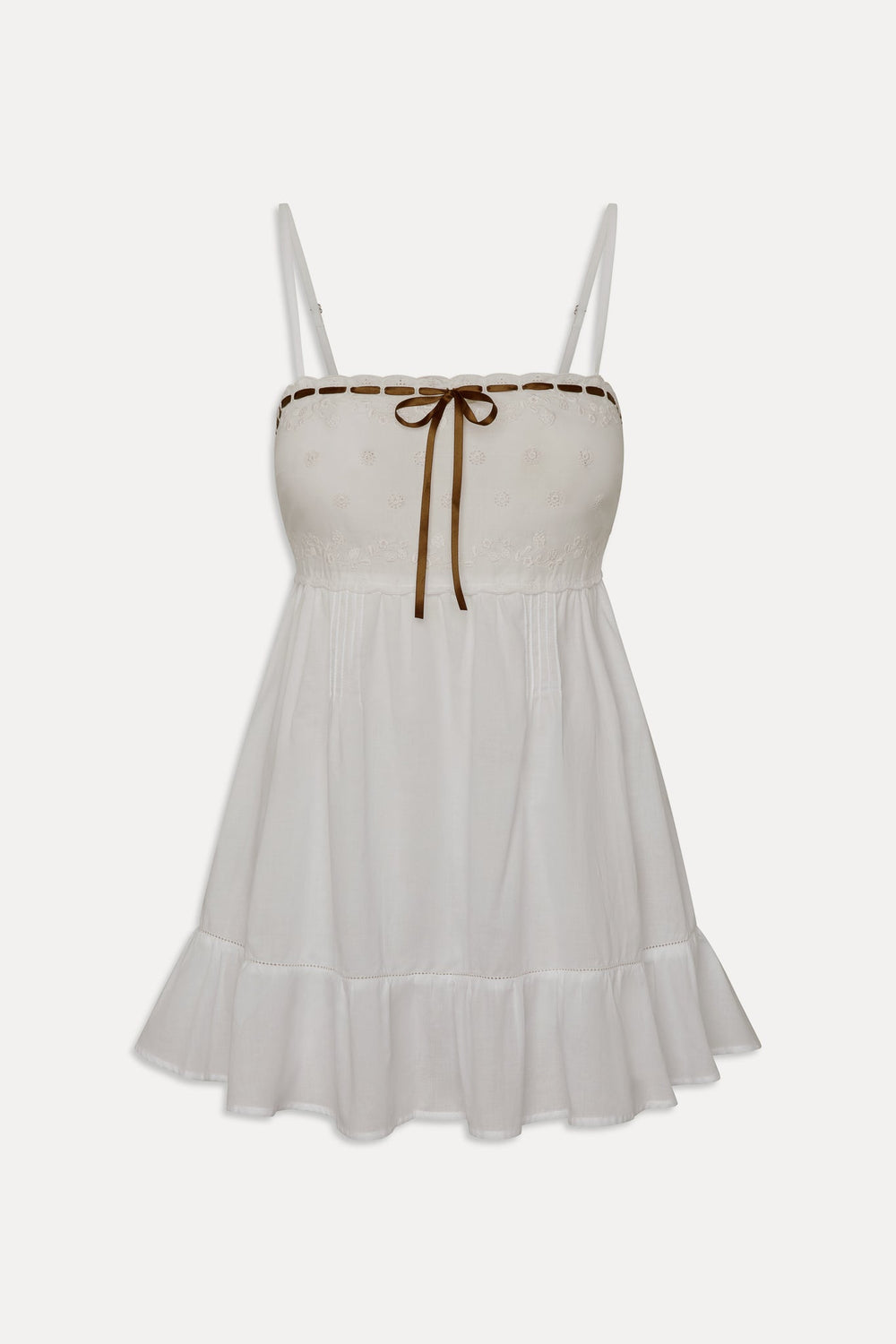 Paris Cotton Babydoll Dress - Daisy White Frankies Bikinis Discount