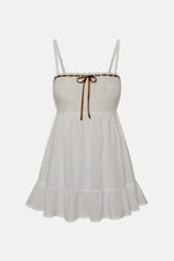 Paris Cotton Babydoll Dress - Daisy White Frankies Bikinis Discount