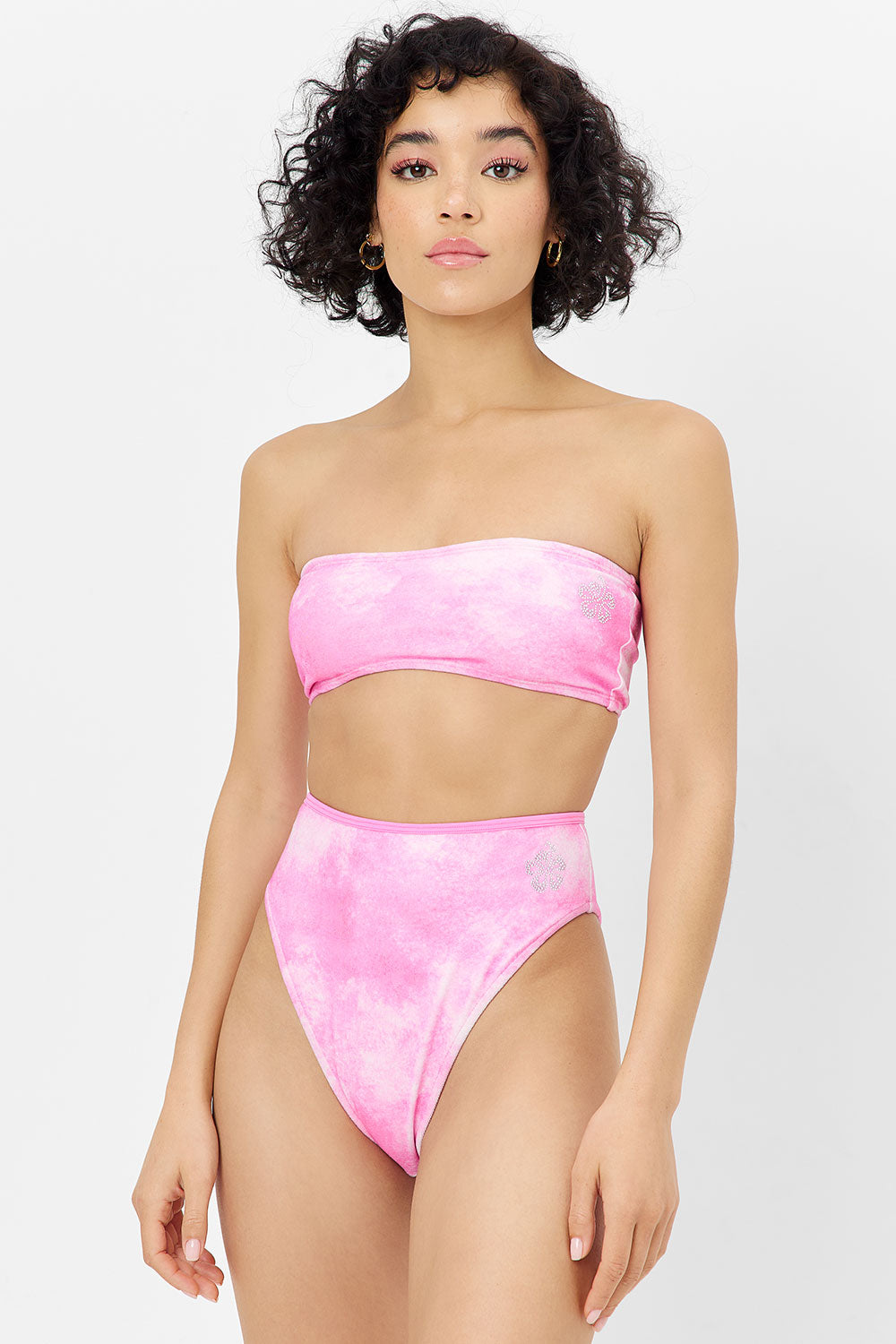 Jean Terry Bandeau Bikini Top - Distorted Pink Dye Frankies Bikinis Online Shop
