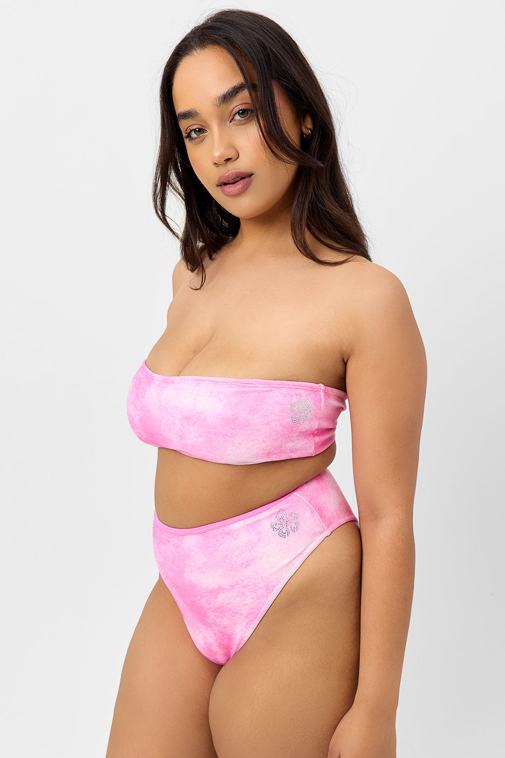 Jean Terry Bandeau Bikini Top - Distorted Pink Dye Frankies Bikinis Online Shop