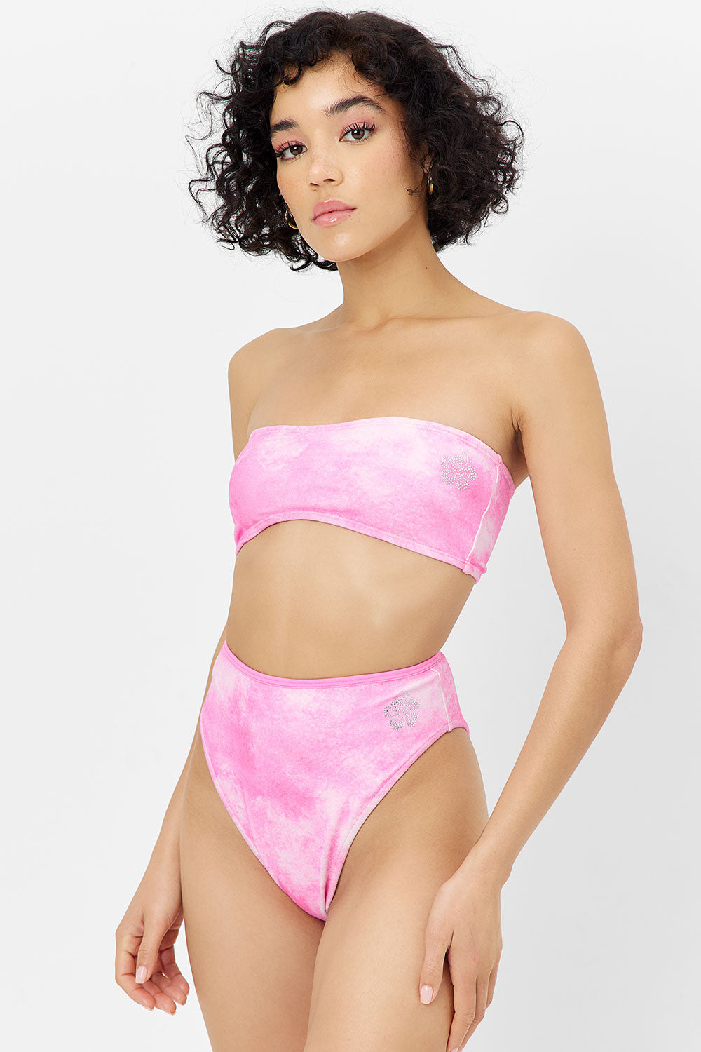 Jean Terry Bandeau Bikini Top - Distorted Pink Dye Frankies Bikinis Online Shop