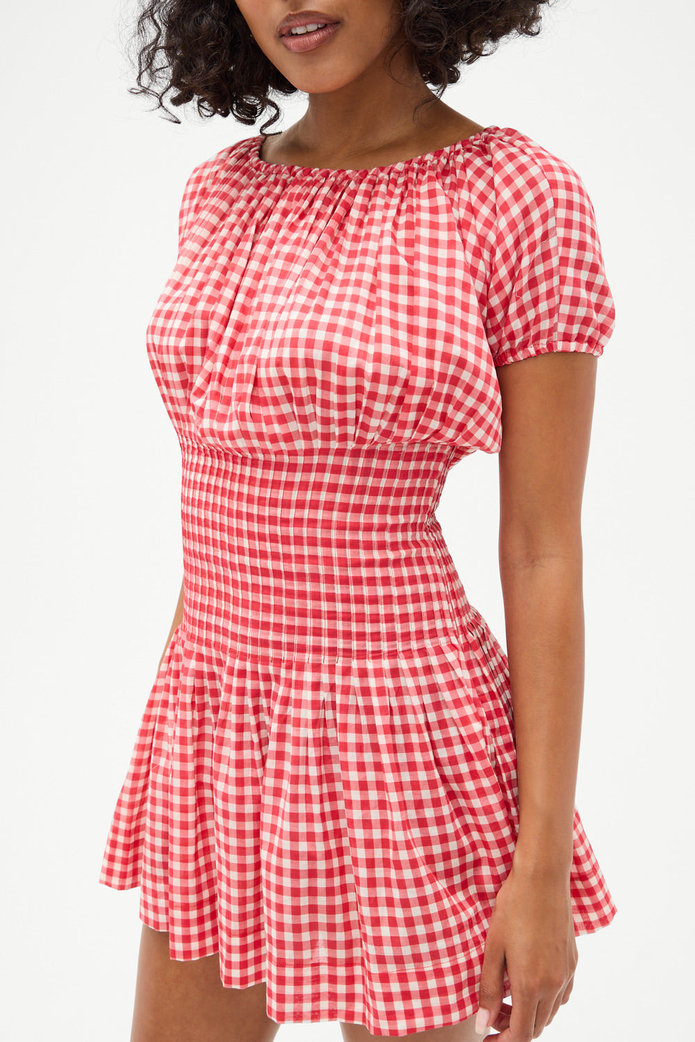 Sadie Gingham Mini Dress - Cherry Gingham Frankies Bikinis Discount