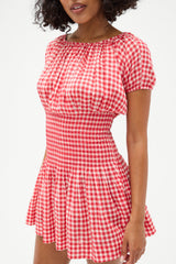Sadie Gingham Mini Dress - Cherry Gingham Frankies Bikinis Discount