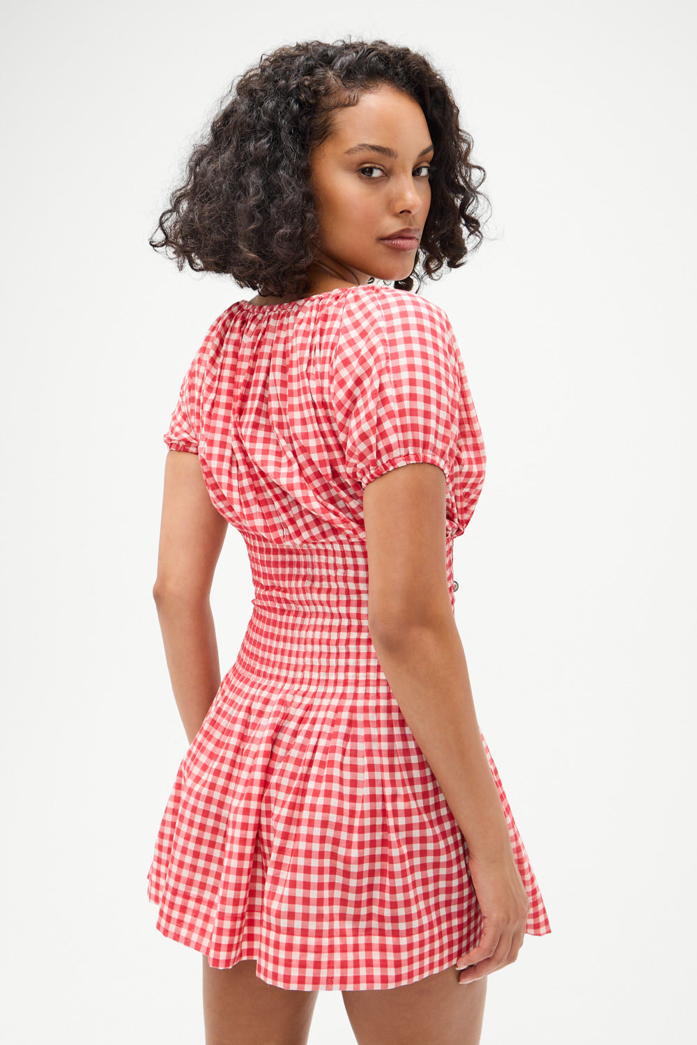 Sadie Gingham Mini Dress - Cherry Gingham Frankies Bikinis Discount