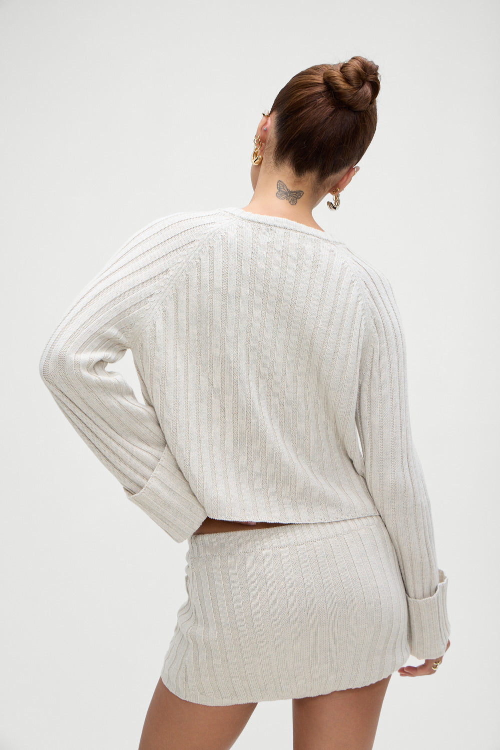 Ashton Knit Mini Skort - Cream Frankies Bikinis Online