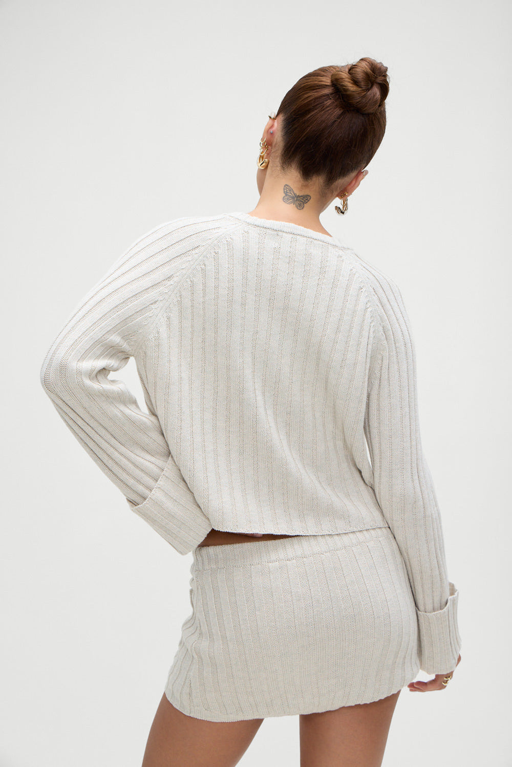 Ashton Knit Mini Skort - Cream Frankies Bikinis Online