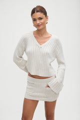 Ashton Knit Mini Skort - Cream Frankies Bikinis Online