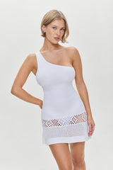 Serenade One Shoulder Crochet Dress - White Frankies Bikinis Outlet