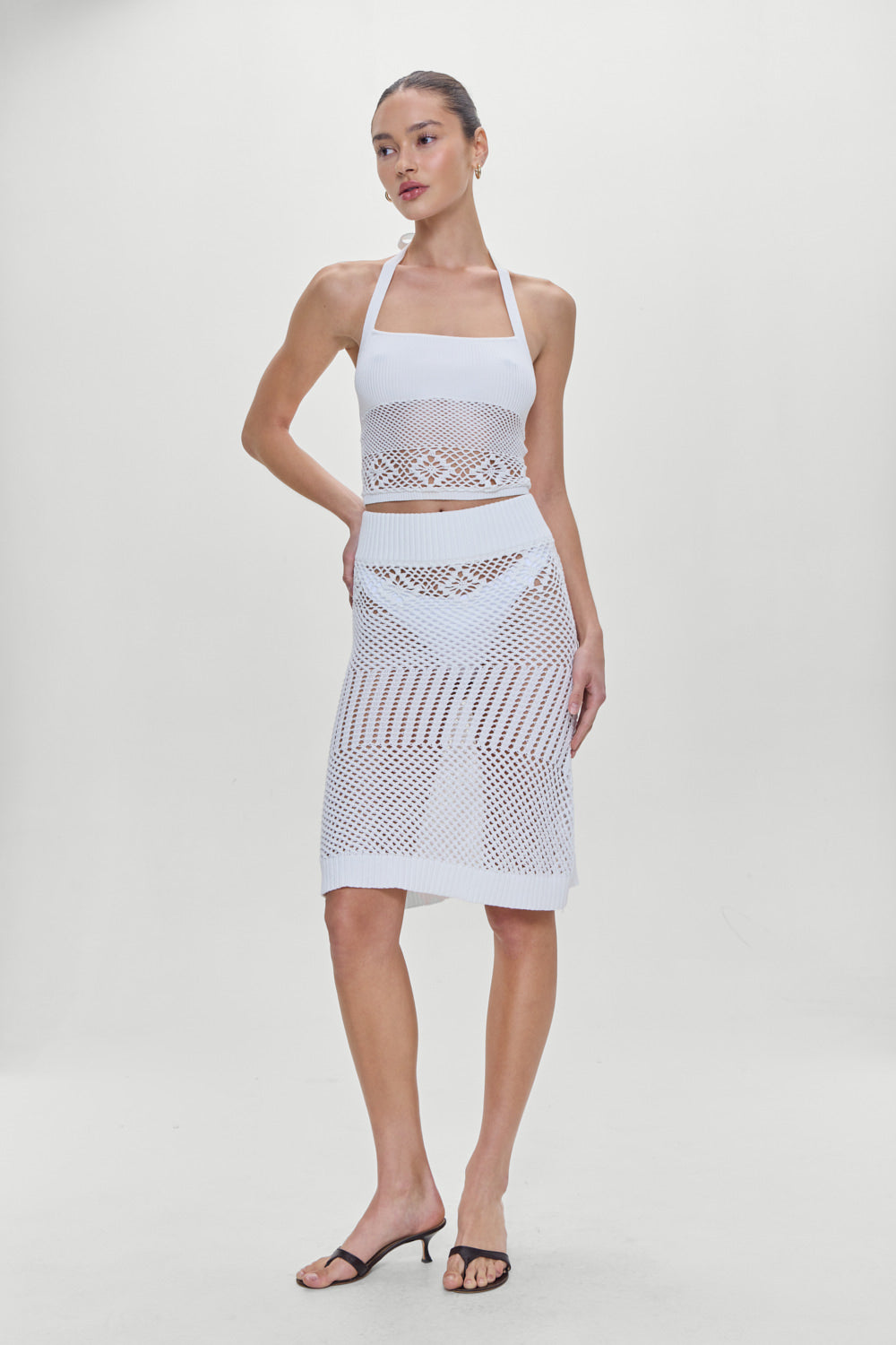 Orchard Crochet Midi Skirt - White Frankies Bikinis Discount