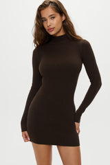 Date Night Knit Mini Dress - Chocolate Brown Frankies Bikinis Outlet