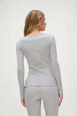 Talia Long Sleeve Shirt - Heather Grey Frankies Bikinis Discount