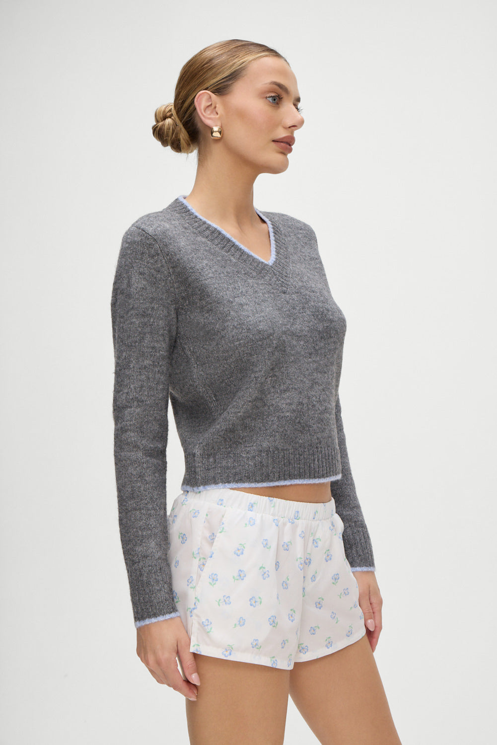Brentwood V Neck Sweater - Winter Sky Frankies Bikinis Online Shop