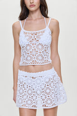 Seaside Crochet Tank Top - White Frankies Bikinis Outlet