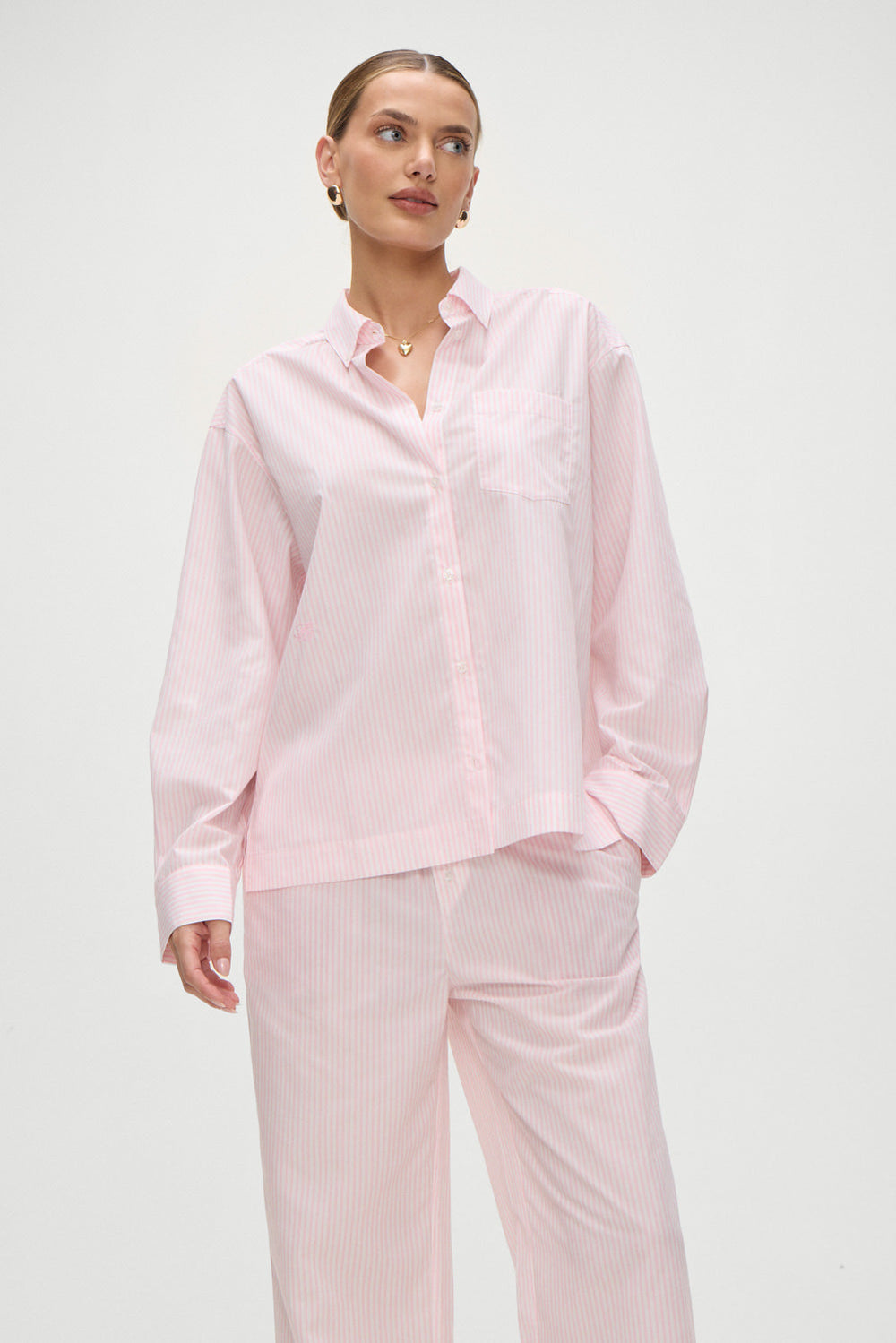 Ralph Long Sleeve Sleep Shirt - Pink Stripe Frankies Bikinis Sale