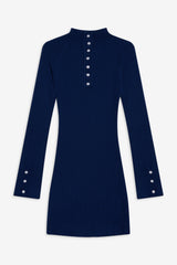 Isla Long Sleeve Mini Dress - Midnight Blue Frankies Bikinis Online Shop